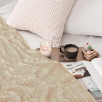 MIULEE Fleece Throw Blanket with Stripe Pattern Fuzzy Flannel Beige Blanket for Couch Plush Warm Cozy Bed Blanket Boho Decor for Bed Sofa Chair Throw Size 50"x60"
