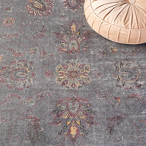 SAFAVIEH Vintage Collection Accent Rug - 4' x 5'7", Turquoise & Multi, Oriental Distressed Viscose Design, Ideal for High Traffic Areas in Entryway, Living Room, Bedroom (VTG117-2220)