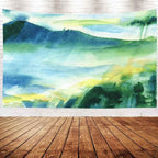 EMMTEEY Forest Mountain Tapestry - Colorful Mountain Landscape, Rain Forest, Green, 60x50, Perfect for Friends & Families