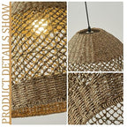 Rattan Pendant Light 13.77" Rustic Hand-Woven Wicker Hanging Light 1-Light Water Plants Rattan Chandelier for Dining Living Bedroom Kitchen Farmhouse - color: Natural Oval Rattan, size: 13.77" 1-Light