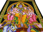 Lord Shiva Family Batik Cotton Wall Hanging Yoga Painting : Size 43"x30" Inches - color: Shva Family