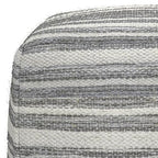 SIMPLIHOME Carina Contemporary Square Woven Pouf in Black Melange, White Wool for the Living Room, Bedroom and Kids Room - color: Black Melange, White, style: Wool Pouf