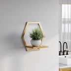 3 Pack Solid Wood & Heavy Duty Metal Wall Plant Stands,9inch Natural Wood Shelf, Boho Arch Hanging Planter for Indoor 25 LB Load for Plants, Flowers, Herbs Golden