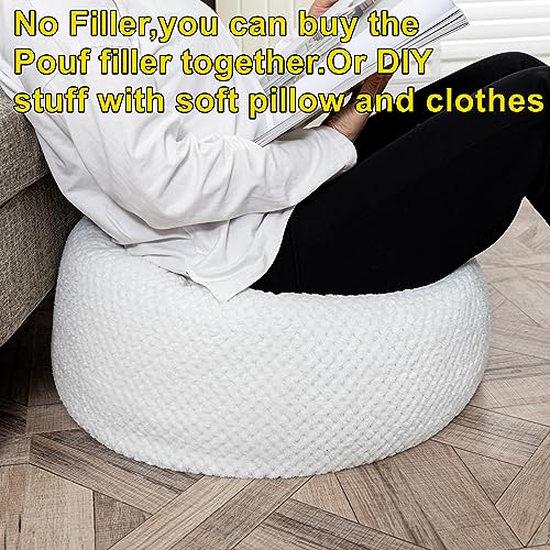 Asuprui Pouf Ottoman Unstuffed Ottoman Foot Rest No Filler Floor Pouf Soft Foot Stool 20x20x12 Inches Fuzzy Chair Floor Chair with Storage for Living Room Bedroom White - color: White