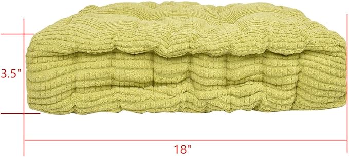 ChezMax Floor Pillow & Cushion, Large Meditation Chair Cushions, Thick Square Seat Pad, Soft Velvet Tufted Seating Pouf for Indoor/Outdoor Yoga Bench Rocking Chair Room Tatami Sofa, Green 18" x 18"