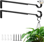 15 Inch 2 Black Pack Heavy Duty Outdoor Plant Hangers, Iron Hanging Plant Brackets for Hanging Plants Outside, Metal Plant Hooks Plant Wall Hooks for Hanging Lantern, Bird Feeder