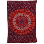 Bless International Handmade Indian hippie Bohemian Psychedelic Peacock Mandala Wall hanging College Dorm Beach Throws Table Cloth Bedding Tapestry (Blue Red, Medium(54x60Inches)(137x152cms)) - color: Blue Red, size: 60"L x 54"W