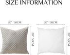 Softalker Throw Pillow Covers 20x20 Inch, Set of 4, Soft Corduroy Boho Stripe Decorative Pillow Cover, Couch Fluffy Pillow Cover for Farmhouse Home Decor Bed Living Room, Grey/Beige
