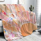Orange Boho Sun Throw Blanket 70Wx80H Inch Bohemian Minimalist Art Boys Girls Abstract Colorful Flower Aesthetic Blankets Warm Fuzzy Throw Blanket for Sofa Bed Throws Birthday Presents