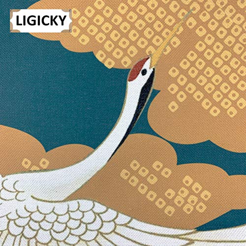 LIGICKY Noren Japanese Style Doorway Curtain Cranes Printed Window Treatment Door Tapestry for Home Decoration 33.5" Width x 47.2" Long - color: Cran Flying on Yellow Cloud, size: 33.5"W x 47.2"L (Pack of 1)