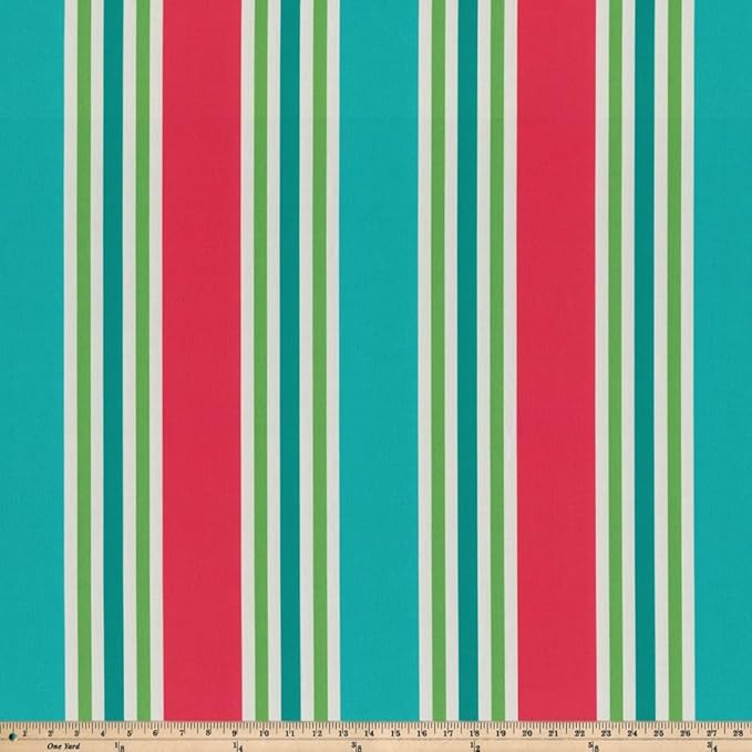 Pillow Perfect Stripe Indoor/Outdoor Accent Throw Pillow, Plush Fill, Weather, and Fade Resistant, Throw - 16.5" x 16.5", Green/Pink Aruba, 2 Count