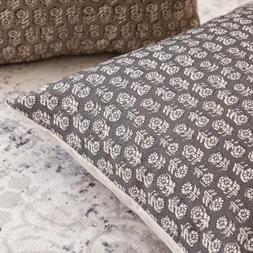 Foindtower Set of 2 Decorative Vintage Floral Print Throw Pillow Covers Neutral Modern Farmhouse Cushion Covers Boho Home Decor for Sofa Couch Chair Bedroom Living Room,18×18 Inch,Rustic Gray - color: Stone Gray, size: 18" x 18" (Pack of 2)