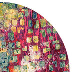 SAFAVIEH Madison Collection 5' Round Fuchsia / Gold MAD425D Boho Abstract Distressed Non-Shedding Dining Room Entryway Foyer Living Room Bedroom Area Rug - color: Fuchsia/Gold, size: 5' (Round)