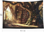 EMMTEEY Library Bookshelf Extra Large Wall Tapestry 92.5X70.9 Inch - Large Tree Wall Decoration Medieval Dark Academia Backdrop for Study Room Office