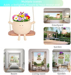 Swing Face Hanging Planter Pot with Drainage Hole - Resin Smiley Flower Pot for Indoor/Outdoor, Pearl Plants & Succulents, for Mothers, Holiday Décor