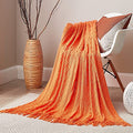 DREAMSUNSET Knit Throw Blanket 50 x 60 Inch, for Couch, Sofa, Bed and Decoration. Super Soft, Comfy and Lightweight. Original Pattern with Tassel Fringes. Sunrise Orange