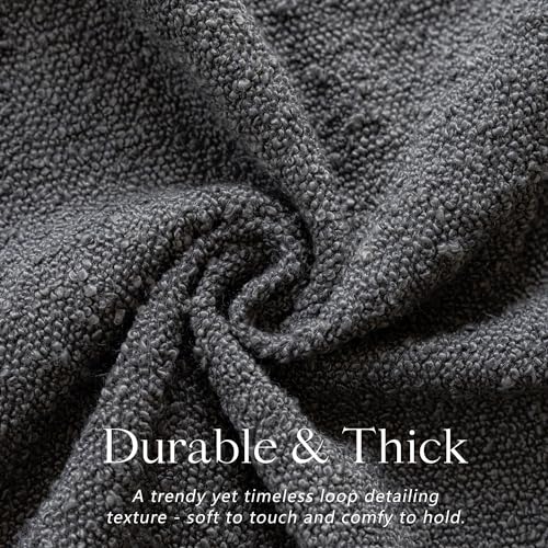 Foindtower Set of 2, Decorative Textured Boucle Throw Pillow Covers Accent Solid Pillow Cases Neutral Soft Cozy Couch Cushion Case for Chair Sofa Bedroom Living Room Home Decor 16 x 16 Inch Dark Grey - color: Charcoal, size: 16" x 16" (Pack of 2)