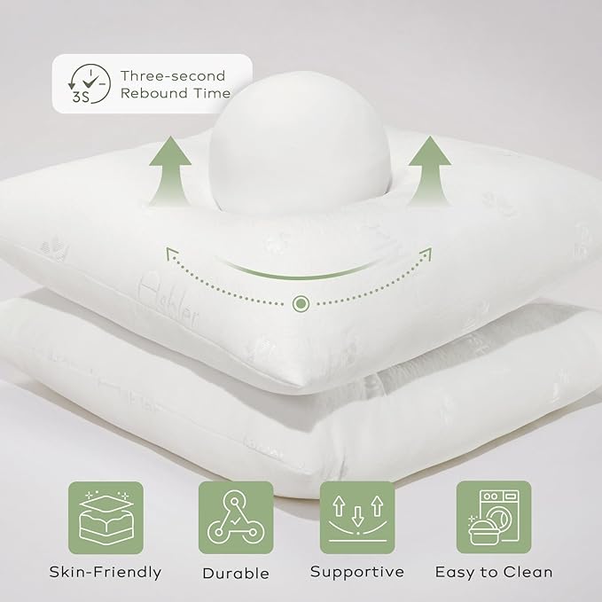 Ashler Throw Pillows Insert- 18x18 Pillow Inserts with Air Layer, Premium Bed and Couch Pillows - Indoor Decorative Throw Pillow, Square Cushion Sham Stuffer, Pack of 2, White