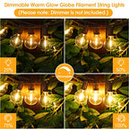 Mlambert 50Ft Outdoor String Lights, G40 Globe Patio Lights with 25+2 Waterproof LED Hanging Plastic Bulbs for Gazebo Pergola Cafe Bedroom-Brown Wire - color: Brown