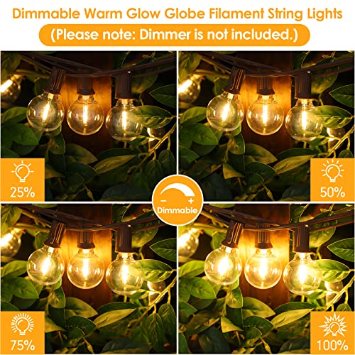 Mlambert 50Ft Outdoor String Lights, G40 Globe Patio Lights with 25+2 Waterproof LED Hanging Plastic Bulbs for Gazebo Pergola Cafe Bedroom-Brown Wire - color: Brown