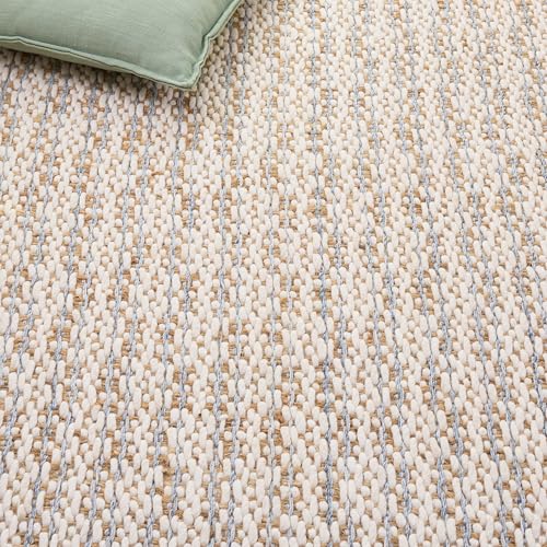 SAFAVIEH Natural Fiber Collection Area Rug - 2'3" x 8' Runner, Natural & Light Blue, Handmade Jute & Wool, Ideal for Living Room, Hallway, Foyer, Entryway, Bedroom (NFB225M) - color: Natural/Light Blue, size: 2'3" x 8' (Runner)