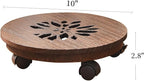 Wood Plant Stand Indoor,Plant Caddy with Lockable Wheels,Pot Stand,Rolling Plant Stand with Casters，Plant Dolly with Wheels ,Heavy Duty Plant Base with Wheels