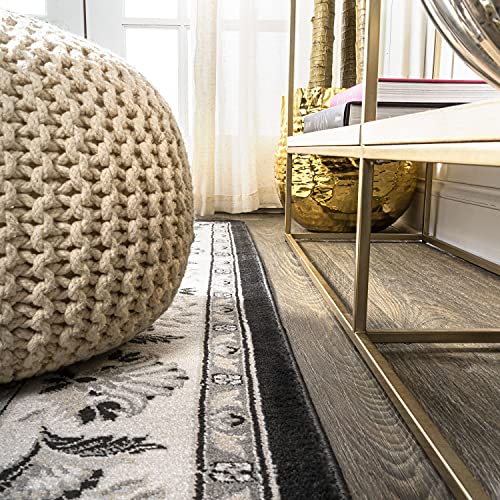 JONATHAN Y Cherie French Cottage Black/Cream Runner Rug, 2x8, Vintage, Bohemian, Easy-Cleaning for Living Room, Bedroom, Kitchen, Pet Friendly, Non-Shedding (MDP505D-28) - color: Black/Cream, size: 2' x 8' (Runner)