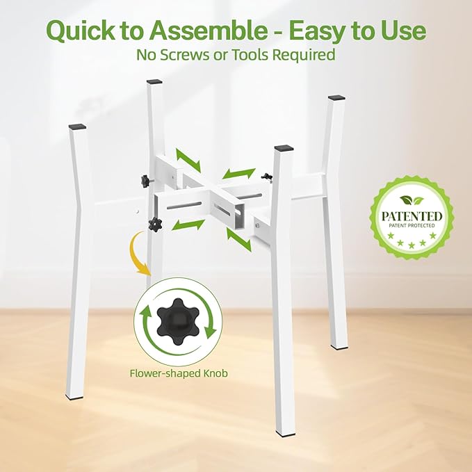 iDavosic.ly Adjustable Plant Pot Stand Indoor Outdoor, Metal Short Single Flower Holder Fits 8 to 12 Inch Large Heavy Duty Planter (Not Included) | White