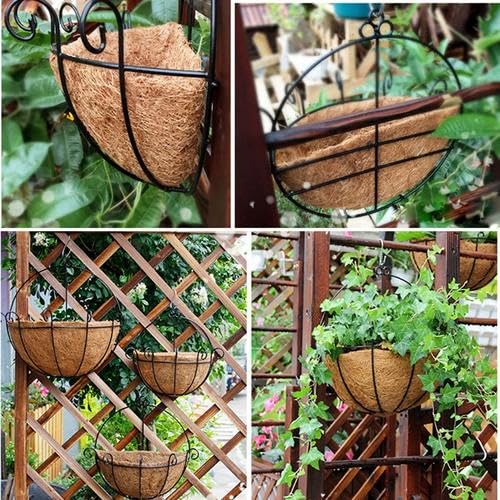 Pack of 2 pcs 12 Inch Half Round Coco Liners Hanging Basket 100% Natural Replacement Coconut Fiber Liner for Garden Flower Pot Vegetables Herbs - size: 12 Inch Half Round
