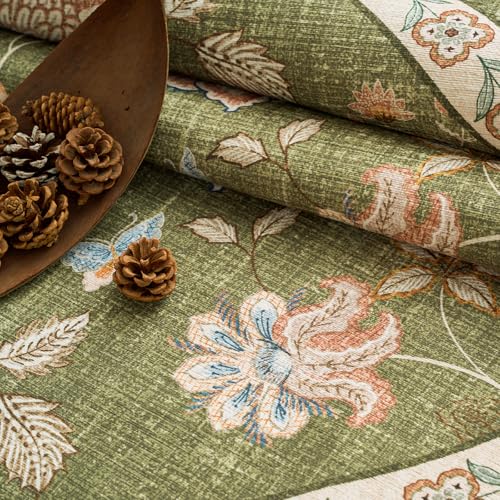 jinchan Elora 2x5 Floral Runner Rug for Hallway Washable Kitchen Runner Vintage Romance Design Non Slip Thin Indoor Floor Cover Low-Profile Throw Carpet for Entryway Bathroom Bedroom Porch, Green - color: Bloom Green, size: 2' x 5' (Light Weight)