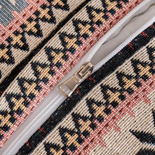 Couch Decorative Farmhouse Boho Throw Pillow Covers 18X18 Inch Set of 4 Vintage Hippie Pillow Cases Colorful Textured Pillows for Sofa Living Room Bedroom Summer Outdoor Patio Porch - color: Rustic Folk, size: 18" x 18" (Pack of 4)