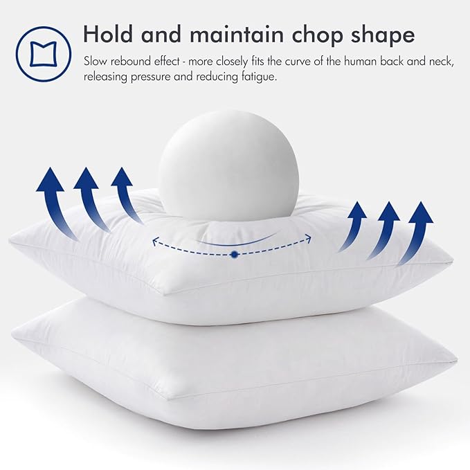 MIULEE 24x24 Euro Pillow Inserts, Set of 2 Down Feather Throw Pillows for Couch Sofa Bed, Decorative Fluffy Throw Pillow Inserts Cotton Fabric,White