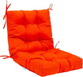QILLOWAY Outdoor Seat/Back Chair Cushion Tufted Pillow, Spring/Summer Seasonal Replacement Cushions. (Orange)