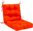 QILLOWAY Outdoor Seat/Back Chair Cushion Tufted Pillow, Spring/Summer Seasonal Replacement Cushions. (Orange)