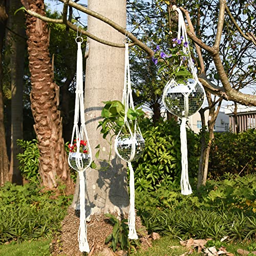 Disco Ball Planter, 8" Silver Disco Ball Planter, Disco Ball Plant Hanger with Hanging Rope, Hanging Chain, Hook, Circle and Extra Mirror Pieces - color: 1×8" Silver