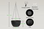 Hanging Planters 3-Pack, 8 Inch Self-Watering Hanging Pots with Drainage Hole and Chains, Plastic Planters for Indoor Outdoor（Black）