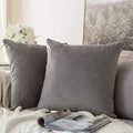 MIULEE Velvet Throw Pillow Covers 22x22 Inch, Pack of 2 - Grey, Soft Solid Decorative Pillow Covers Cushion Cases Modern Luxury Home Decor for Spring Couch Sofa Bedroom Livingroom