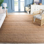 SAFAVIEH Natural Fiber Collection Area Rug - 9' x 12', Natural, Handmade Farmhouse Fringe Jute, Ideal for High Traffic Areas in Living Room, Bedroom (NF731A) - size: 9' x 12' (Rectangular)