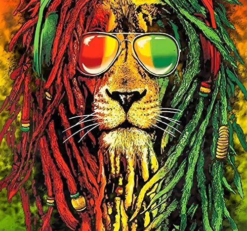 Simsant Rasta Rastafarian Tapestry Lion Head Bob Tapestry Wall Hanging for Living Room Bedroom Dorm Psychedelic Decor (60"x51") - size: 60"L x 51"W