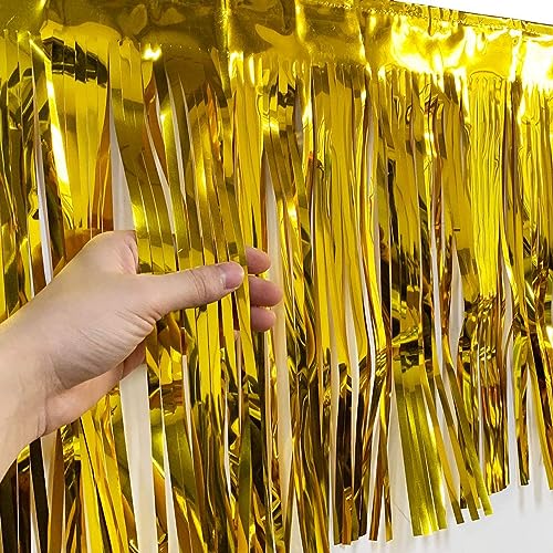6 Packs 10 Feet Foil Fringe Garland Metallic Foil Tinsel Fringe Garland Wall Hanging Fringe Banner for Parade Floats, Wedding, Christmas，Birthday Party Halloween Decor (Gold) - color: Foil Fringe Garland-gold