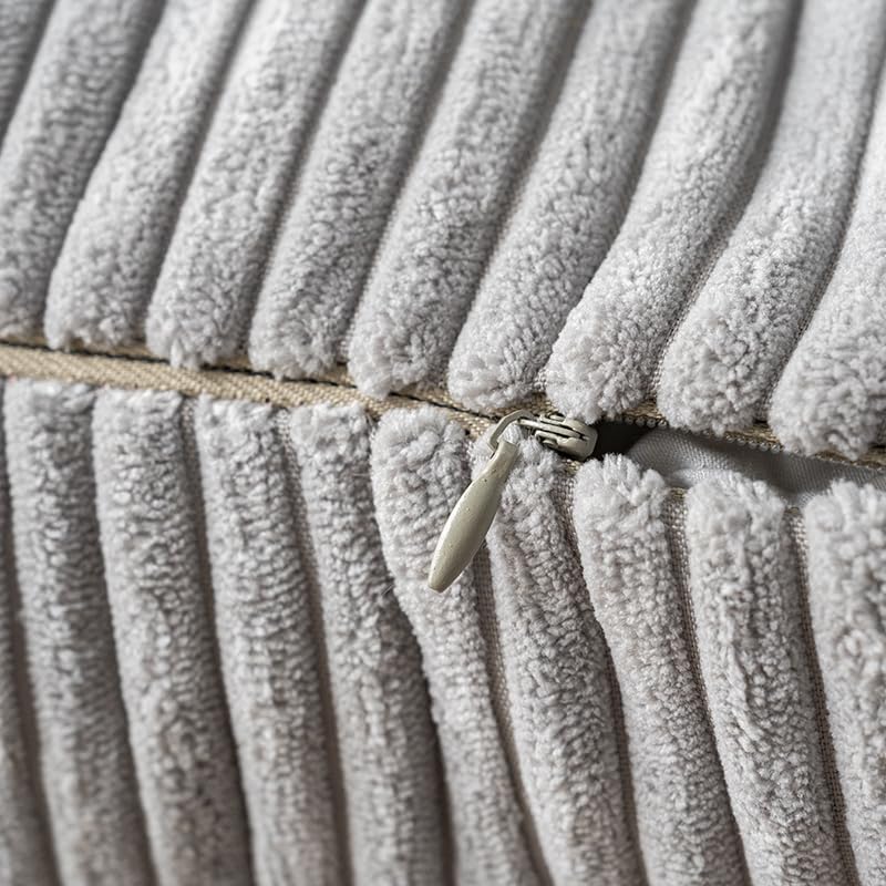 Corduroy Throw Pillow Covers, Cozy Cushion Covers for Home Decor, Zippered Pillowcases for Couch and Bed - color: Grey Corduroy Pillowcase