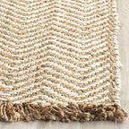 SAFAVIEH Natural Fiber Collection Area Rug - 10' x 14', Bleach & Natural, Handmade Chevron Fringe Jute, Ideal for High Traffic Areas in Living Room, Bedroom (NF458A) - size: 6' x 9' (Rectangular)