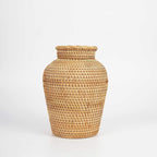 Rattan Vase Country Rustic Style Handmade Woven Plant Flower Vase Basket for Home Decor