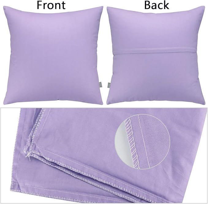 4-Pack 100% Cotton Comfortable Solid Decorative Throw Pillow Case,Thmyo Square Cushion Cover Pillowcase Sublimation Blank Pillow Covers DIY Throw Pillowcase for Sofa(20x20 inch/ 50x50cm,Light Purple)