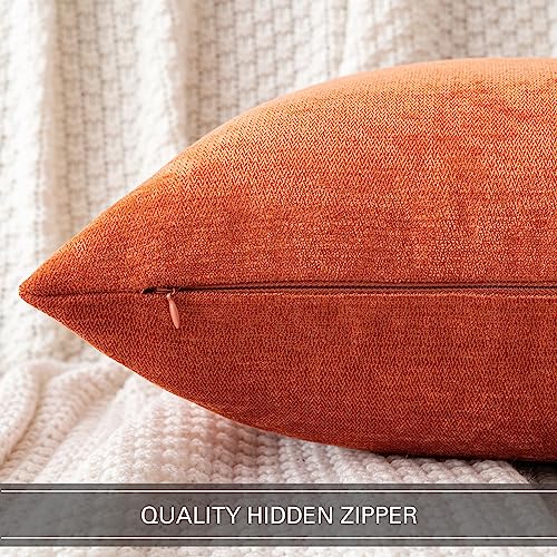 MIULEE Pack of 2 Burnt Orange Decorative Pillow Covers 18x18 Inch Soft Chenille Couch Autumn Throw Pillows Farmhouse Cushion Covers for Home Decor Sofa Bedroom Living Room - color: Burnt Orange, size: 18" x 18" (Pack of 2)