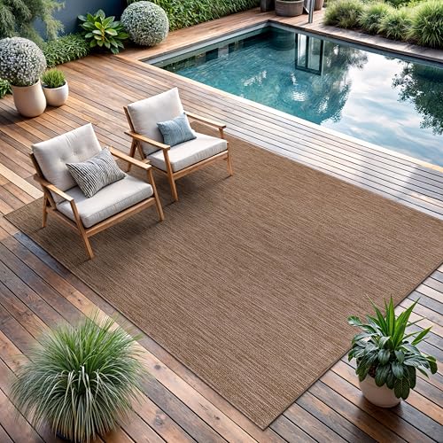 CAMILSON Outdoor Rug 5x7 Modern Area Rugs for Indoor and Outdoor Patios and Porches - Waterproof, Washable, Non-Shedding, Easy-to-Clean Outside Carpet (5 x 7, Solid - Jute) - color: Solid - Natural, size: 5' x 7' (Rectangular)