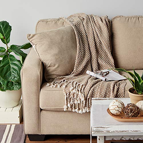 DII Stone & White Textured Acrylic Throw, 50 x 60" - color: Stone/White
