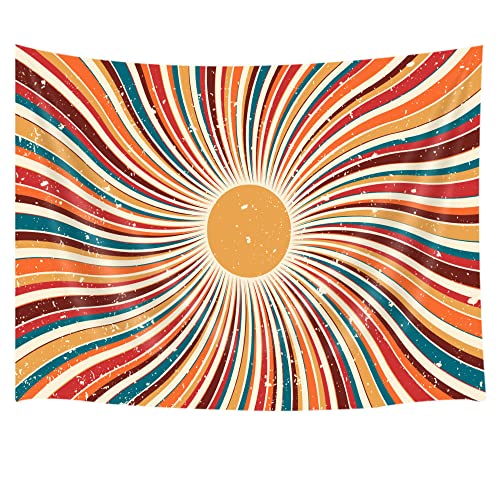 Vintage Sun Tapestry Aesthetic Boho Tapestries Abstract Retro 70s Rainbow Minimal Geometric Grunge Art Print Hippie Bohemian Decor Mid Century Modern Backdrop Party Decorations for Dorm Bedroom 60x40 - color: Abstract Rainbow