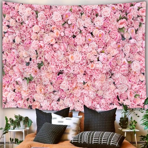 JAWO Floral Wall Tapestry for Girls, Colorful Yellow Rose Flower Tapestries Wall Hanging for Bedroom, Romantic Spring Aesthetic Tapestry Beach Blanket College Dorm Home Decor (71" W X 60" H) - color: Yellow, size: 71"L x 60"W