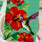 ORIGACH Hummingbird Latch Hook Rug Kit for Adults Printed Rug Making Kit Handmade Carpet Tapestry Cover with Hook Latch and Preprinted Canvas, Home Arts Crafts Sofa Decor, 20.5x15inch - style: Hummingbird
